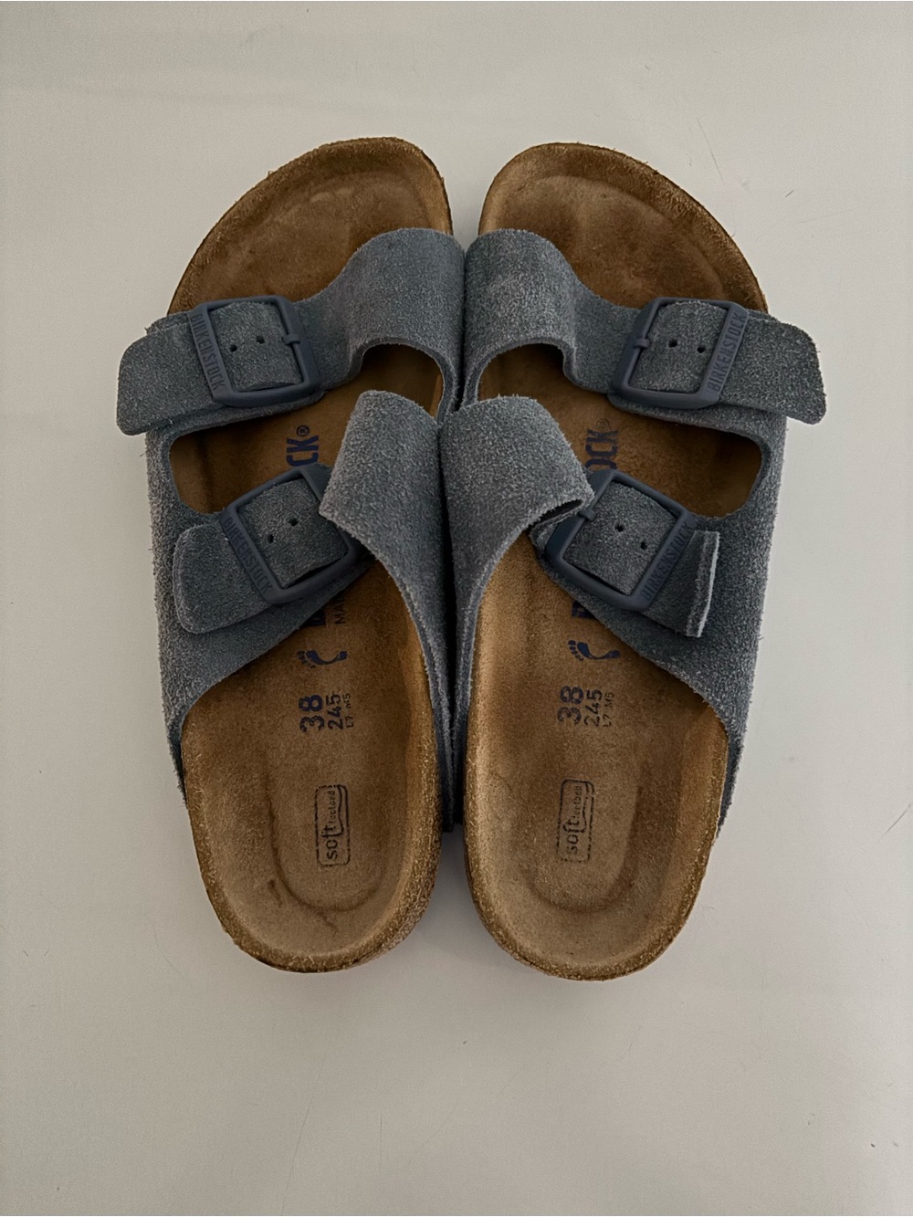 Birkenstock Grey Suede Double-Buckle Sandals for Women